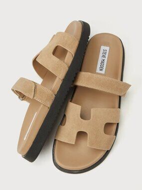 Steve Madden Mayven Suede Slide Sandals Taupe Size 8.5 NWT